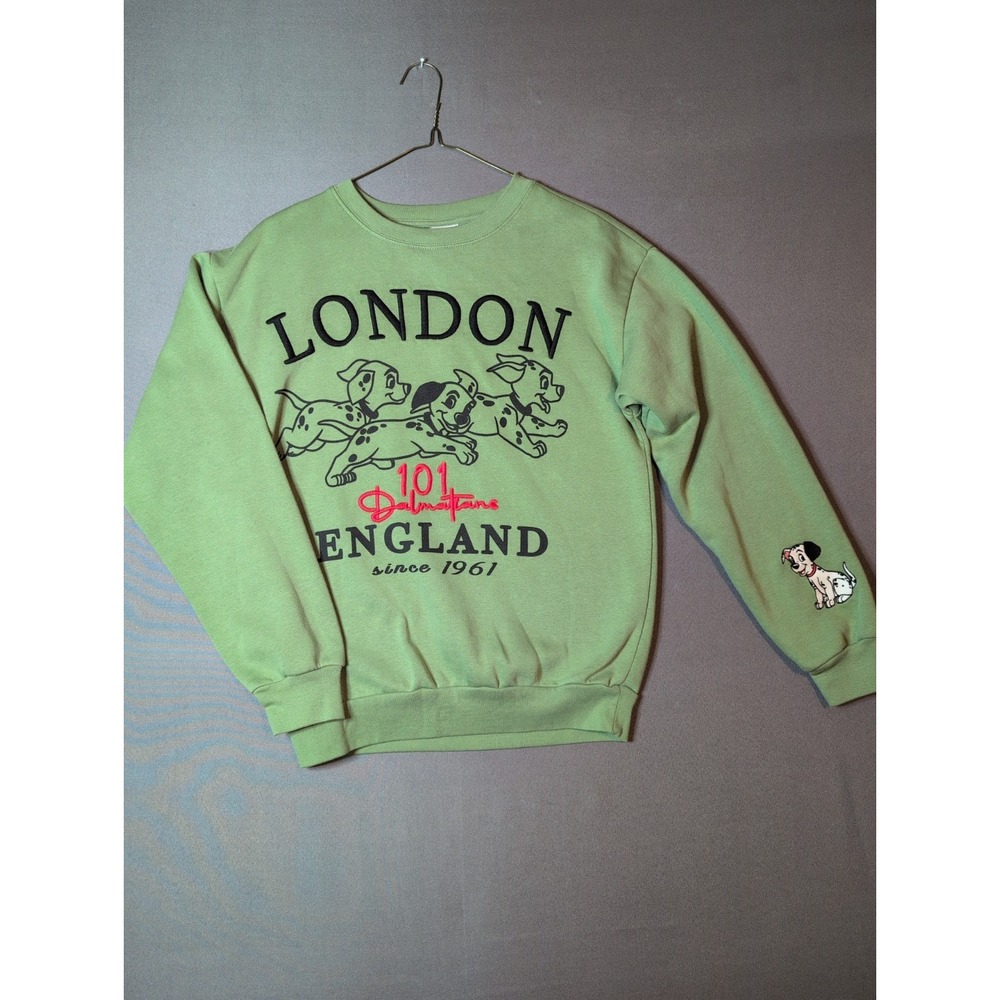 Disney 101 Dalmatians London England Green Sweatshirt WQSJ060-3L59 Womens Small